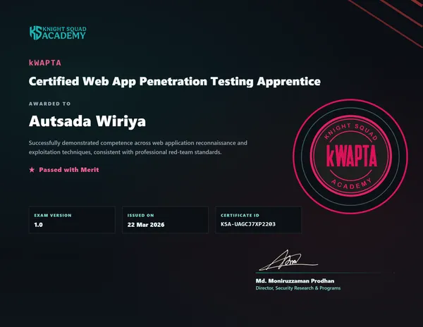 Certified Web App Penetration Testing Apprentice (kWAPTA)